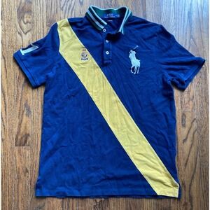 Polo Ralph Lauren Shirt Mens Medium Big Pony Crest Short Sleeve Navy Blue Polo